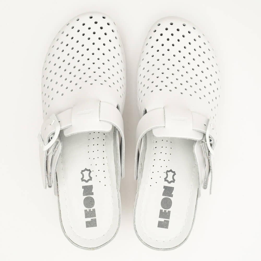 Saboti medicali Leon 1000, de dama, din piele, alb Saboti medicali Leon 1000, de dama, din piele, alb