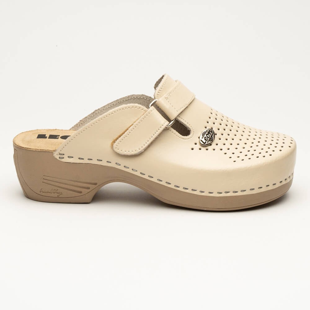 Saboti medicali Leon PU159, din piele, bej Saboti medicali Leon PU159, din piele, bej