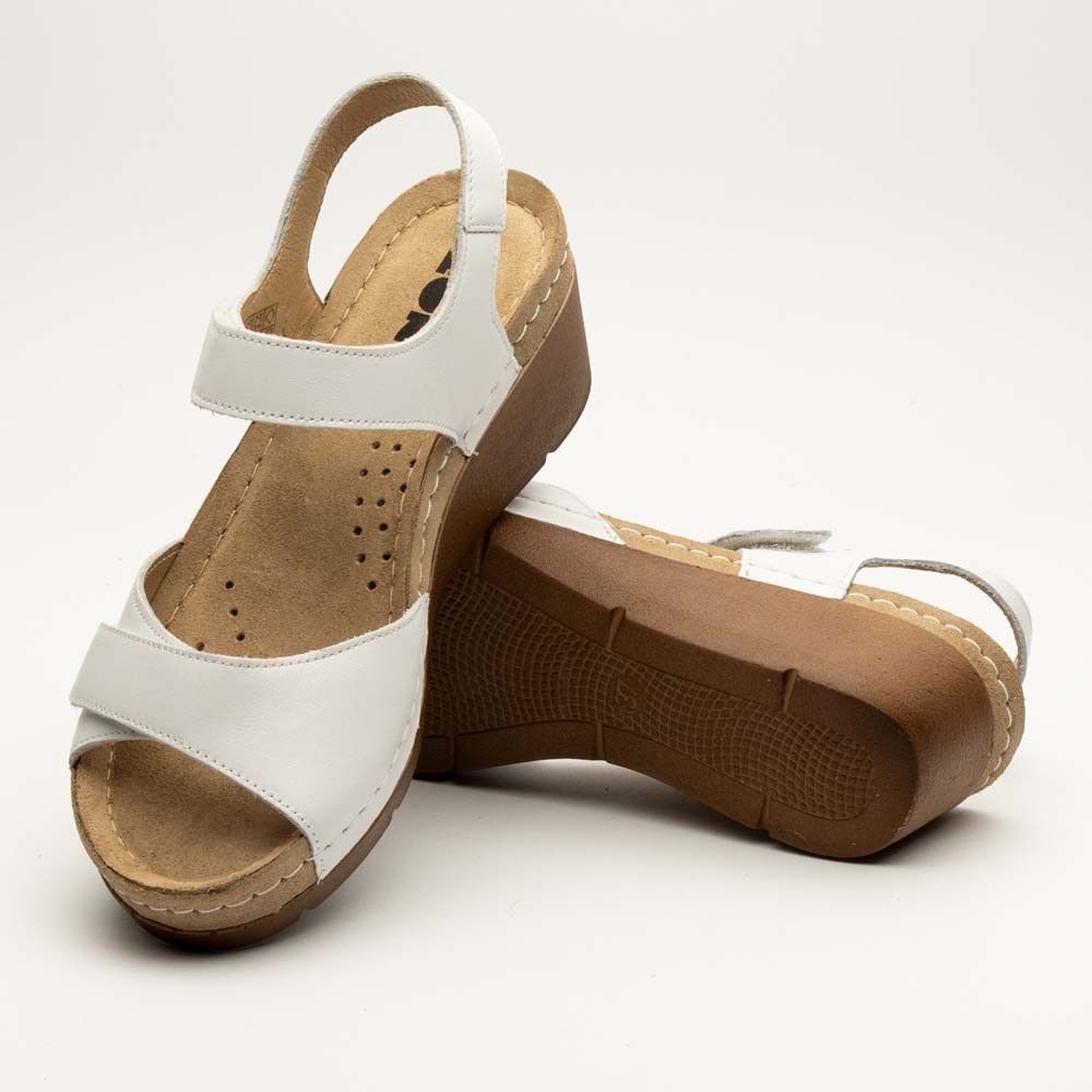 Sandale dama, din piele, de vara, Leon 1041, alb Sandale dama, din piele, de vara, Leon 1041, alb