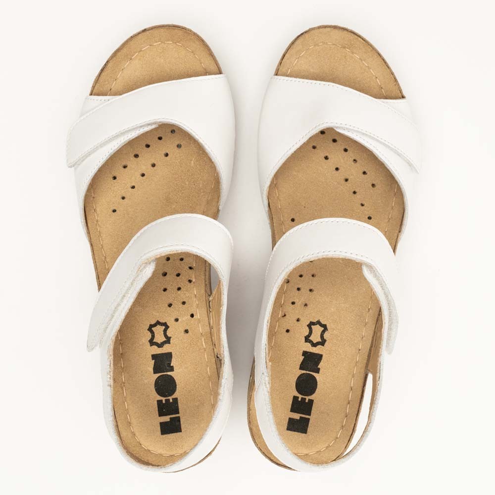 Sandale dama, din piele, de vara, Leon 1041, alb Sandale dama, din piele, de vara, Leon 1041, alb