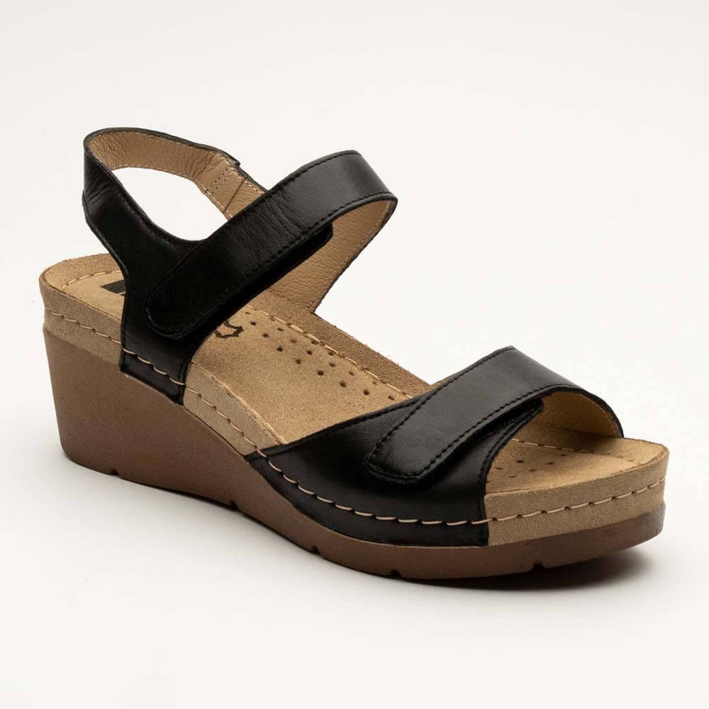 Sandale dama, din piele, de vara, Leon 1041, negru