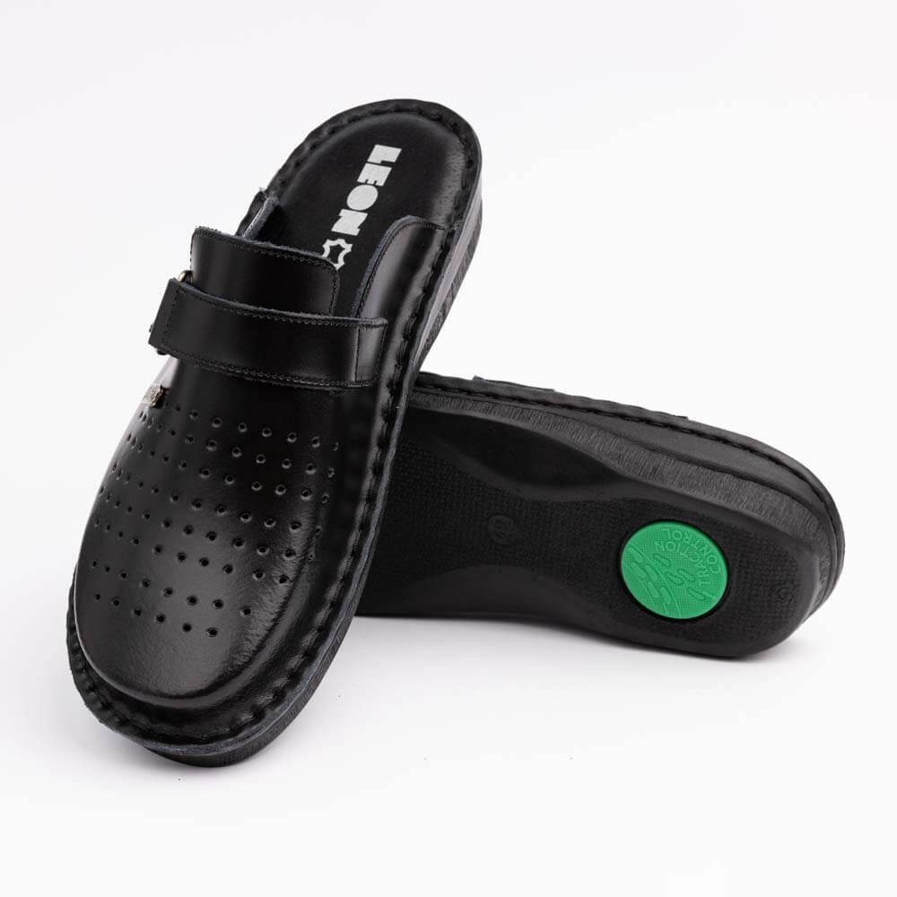 Saboti medicali, din piele, Leon V230M, negru Saboti medicali, din piele, Leon V230M, negru