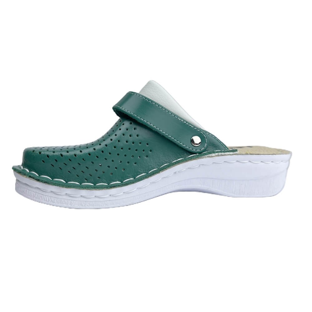 Saboti medicali, de barbati, din piele, Leon V202M, verde