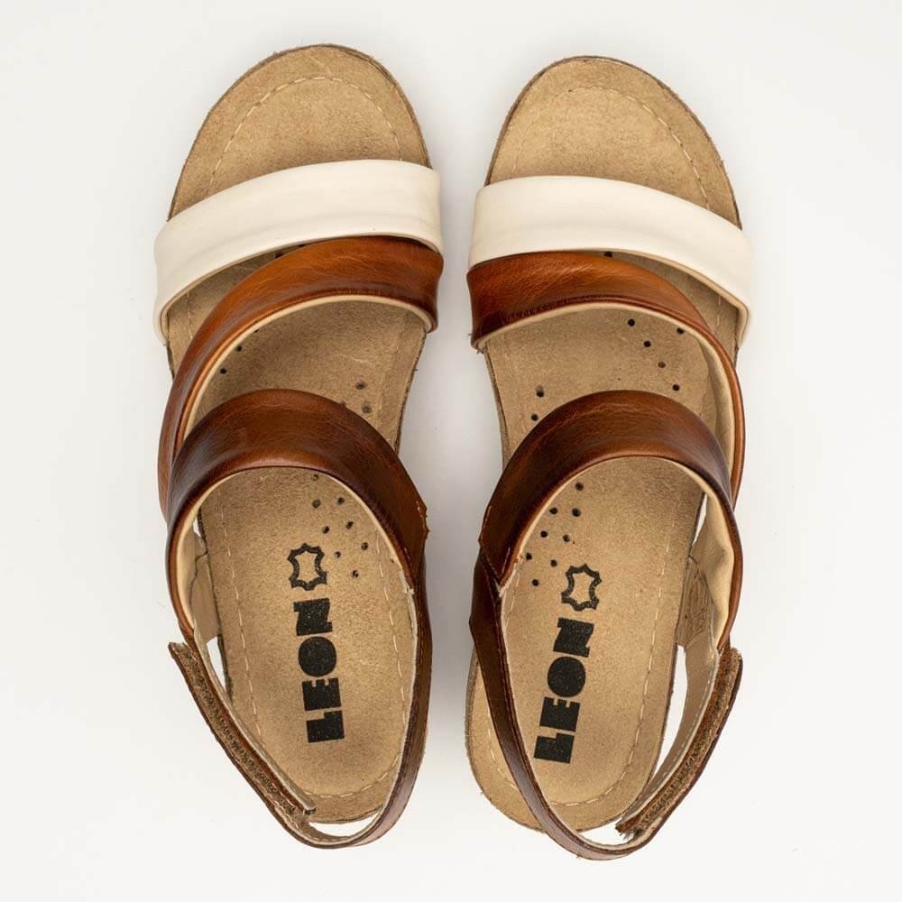 Sandale Leon 1020, de vara, din piele, maro