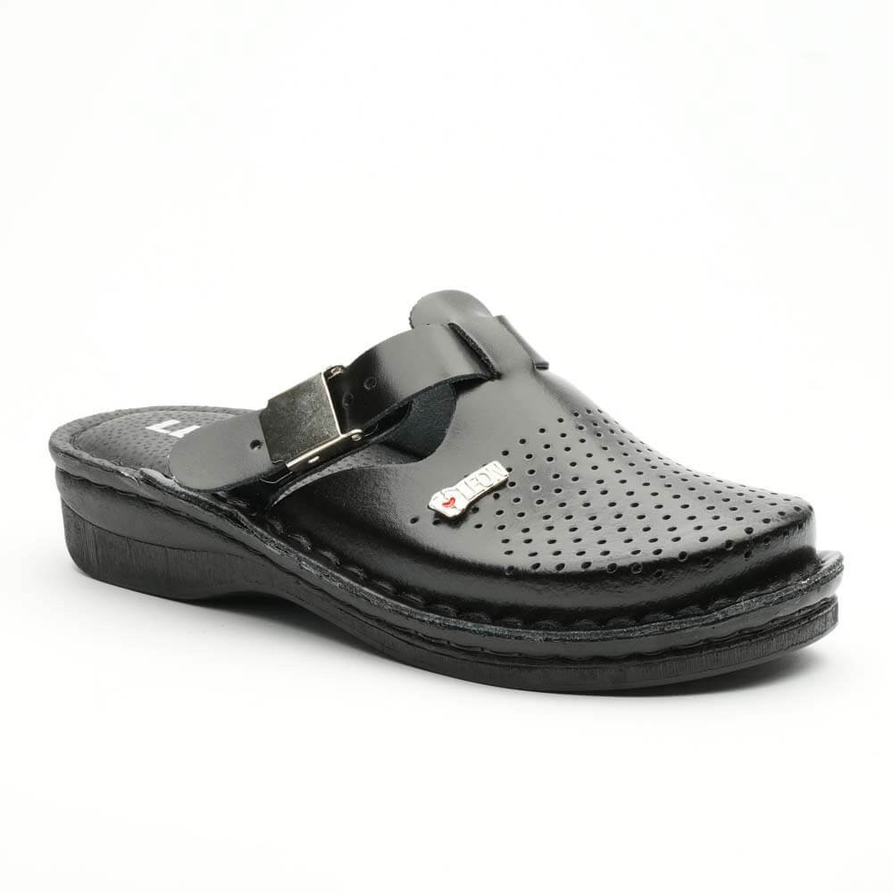 Saboti medicali de dama, din piele, LEON V260, negru Saboti medicali de dama, din piele, LEON V260, negru