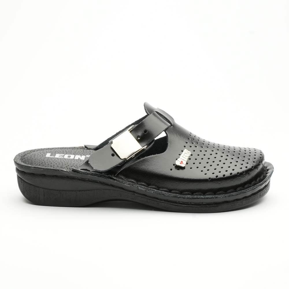 Saboti medicali de dama, din piele, LEON V260, negru Saboti medicali de dama, din piele, LEON V260, negru