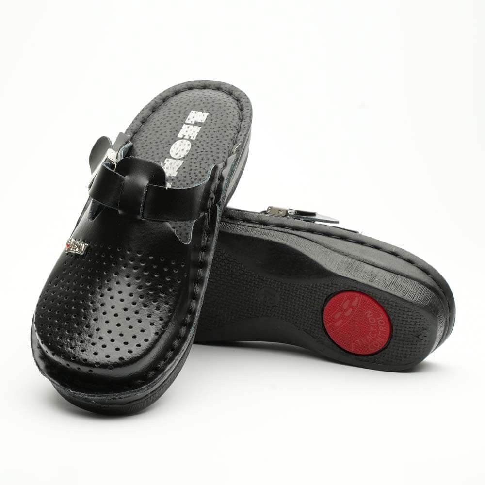 Saboti medicali de dama, din piele, LEON V260, negru Saboti medicali de dama, din piele, LEON V260, negru