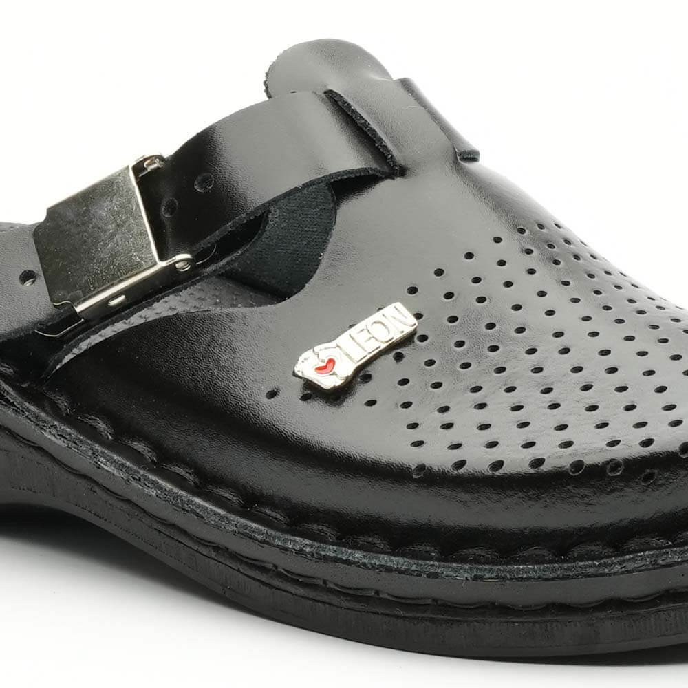 Saboti medicali de dama, din piele, LEON V260, negru Saboti medicali de dama, din piele, LEON V260, negru