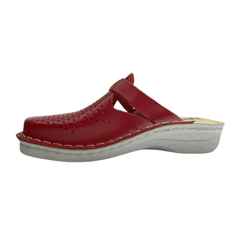 Saboti medicali de dama, din piele, LEON V260, rosu Saboti medicali de dama, din piele, LEON V260, rosu