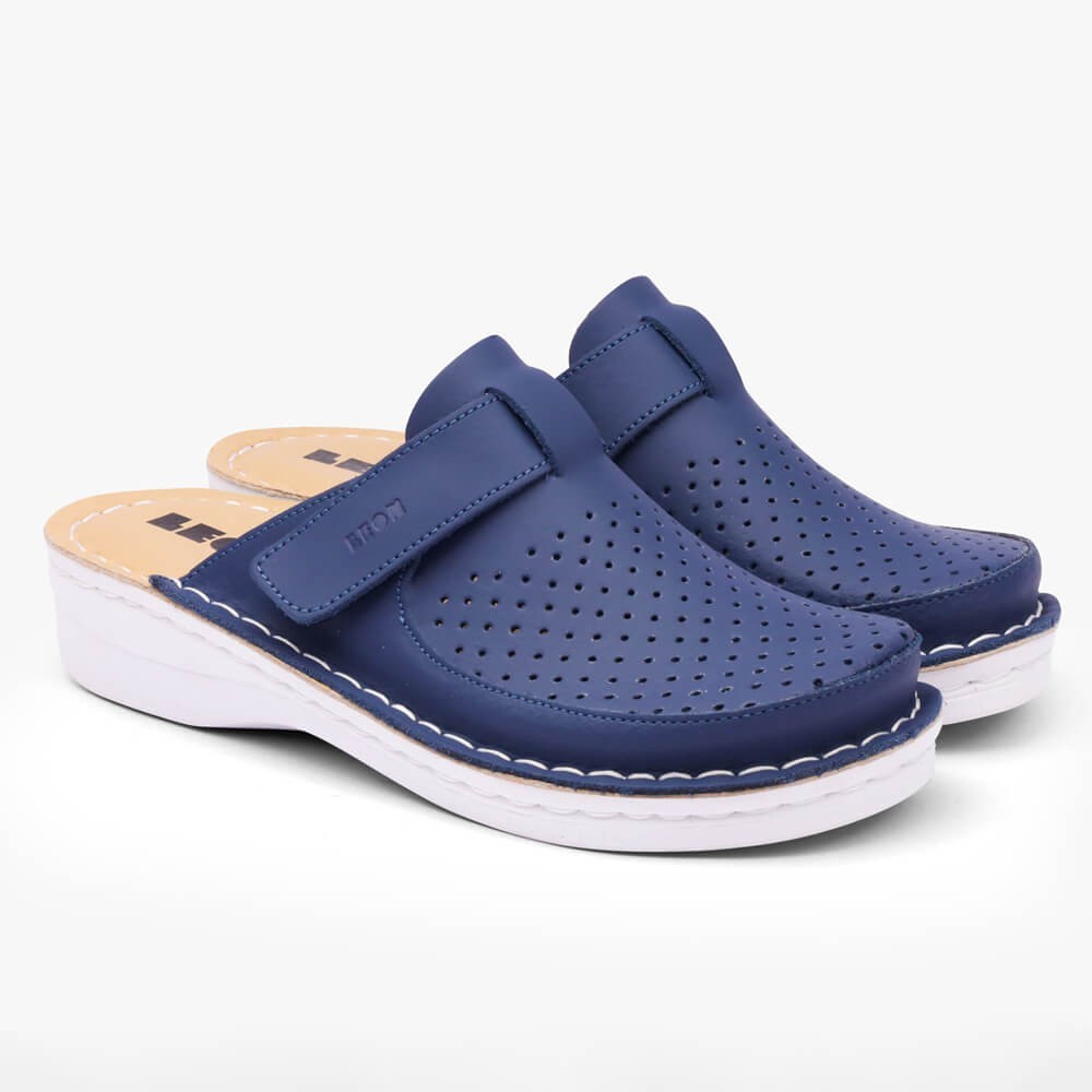 Saboti medicali, de dama, din piele, Leon 263 Bakkar, albastru mat Saboti medicali, de dama, din piele, Leon 263 Bakkar, albastru mat