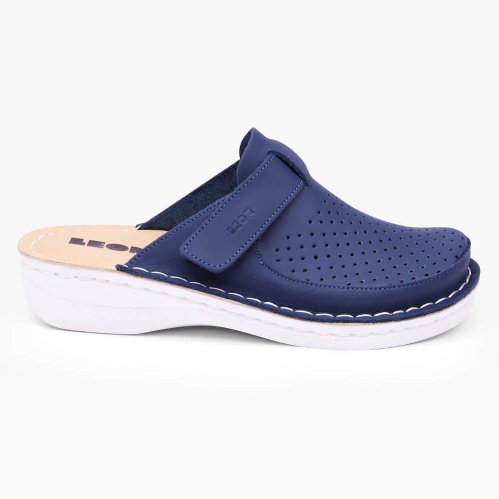 Saboti medicali, de dama, din piele, Leon 263 Bakkar, albastru mat Saboti medicali, de dama, din piele, Leon 263 Bakkar, albastru mat