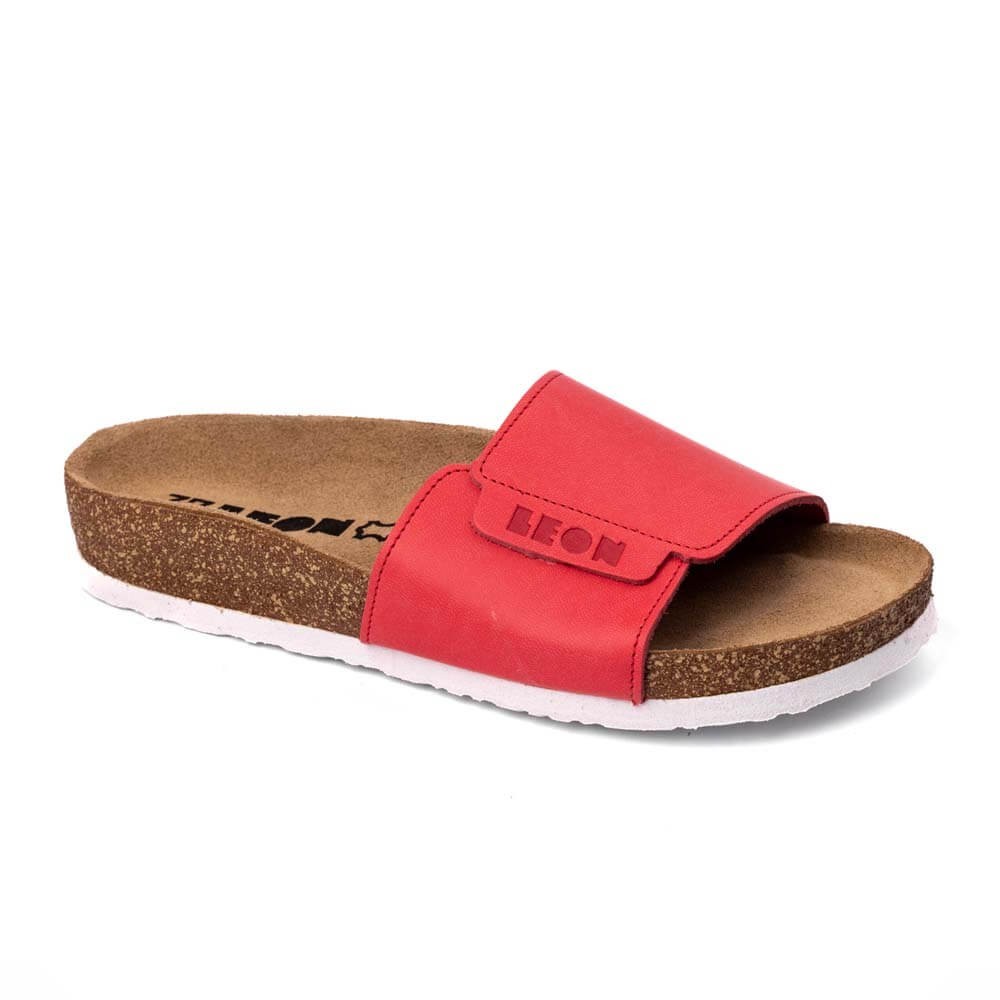 Saboti medicali de vara, din piele, Leon 4022 Orlando, rosu