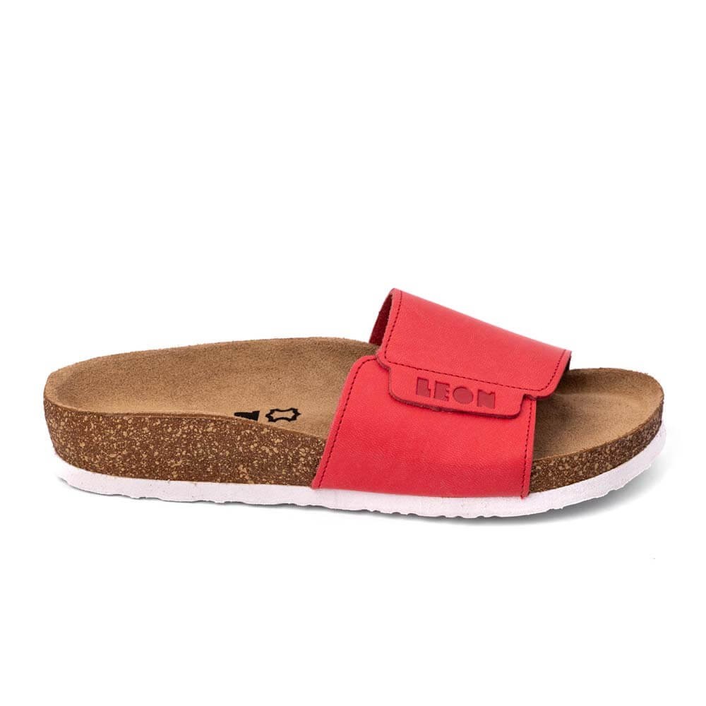 Saboti medicali de vara, din piele, Leon 4022 Orlando, rosu