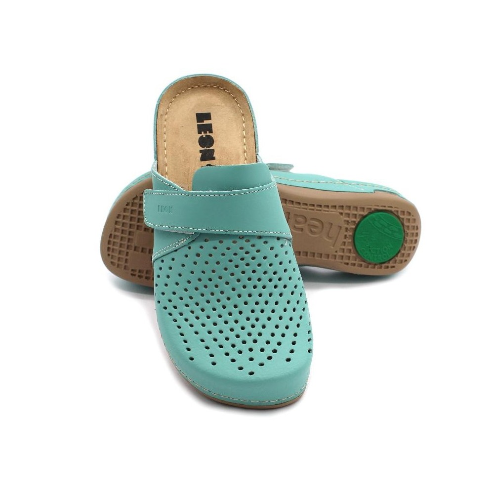 Saboti medicali, de dama, din piele, Leon 970 Bakkar, turcoaz mat Saboti medicali, de dama, din piele, Leon 970 Bakkar, turcoaz mat