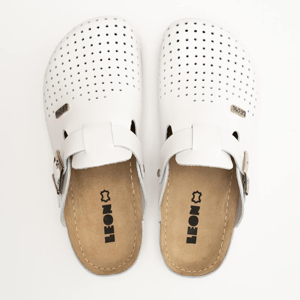 Saboti Leon 700M, de barbati, din piele, alb Saboti Leon 700M, de barbati, din piele, alb