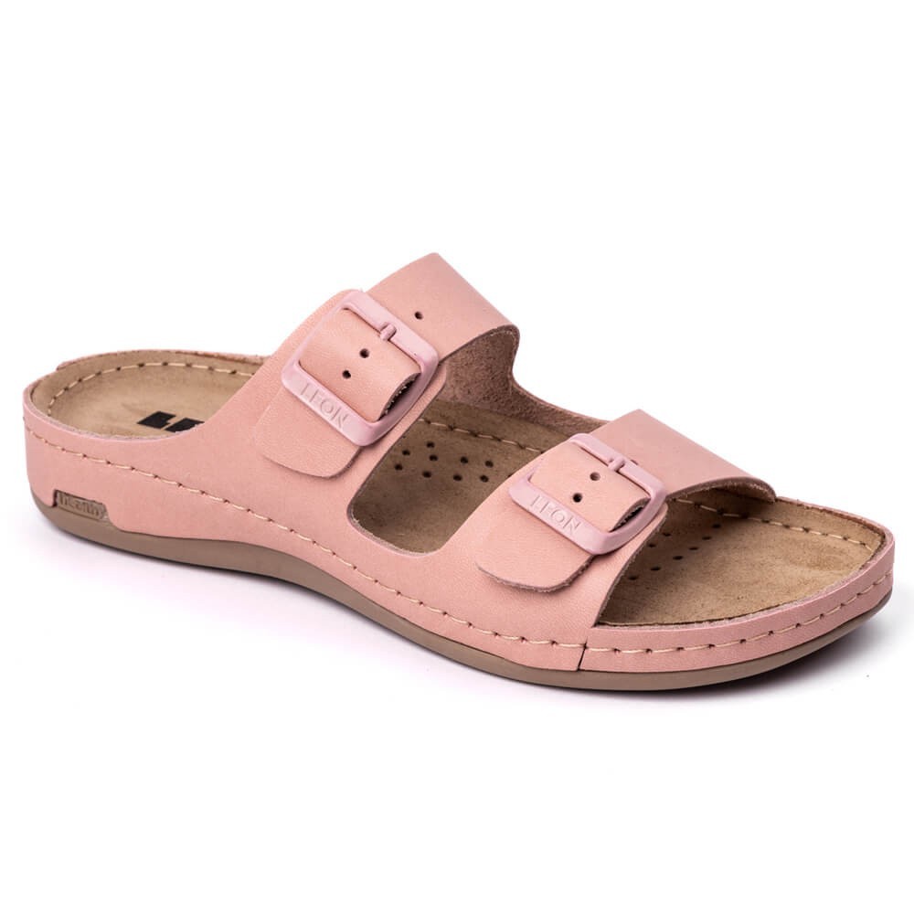 Saboti dama, de vara, din piele, Leon 955, roz Saboti dama, de vara, din piele, Leon 955, roz