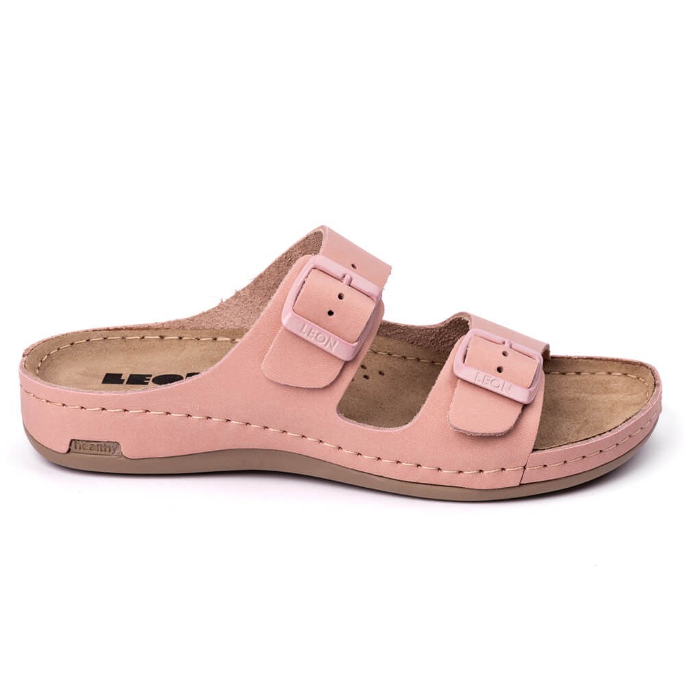 Saboti dama, de vara, din piele, Leon 955, roz Saboti dama, de vara, din piele, Leon 955, roz