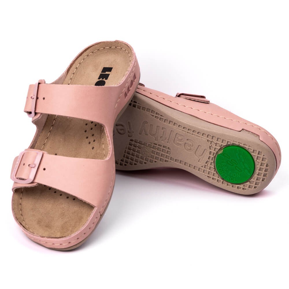 Saboti dama, de vara, din piele, Leon 955, roz Saboti dama, de vara, din piele, Leon 955, roz