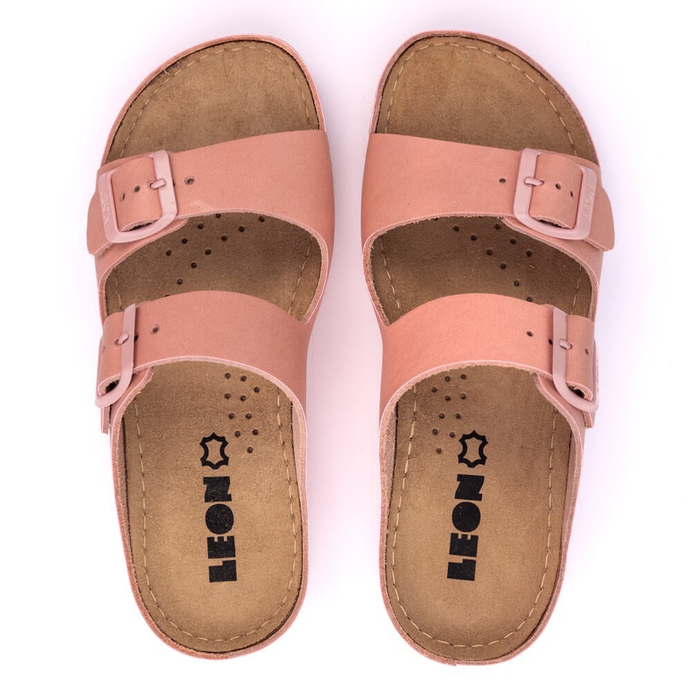 Saboti dama, de vara, din piele, Leon 955, roz Saboti dama, de vara, din piele, Leon 955, roz