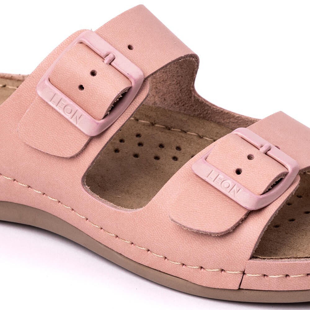 Saboti dama, de vara, din piele, Leon 955, roz Saboti dama, de vara, din piele, Leon 955, roz