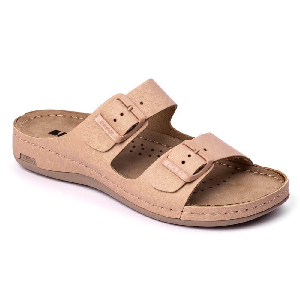 Saboti dama, de vara, din piele, Leon 955, bej