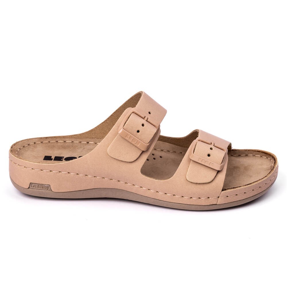 Saboti dama, de vara, din piele, Leon 955, bej