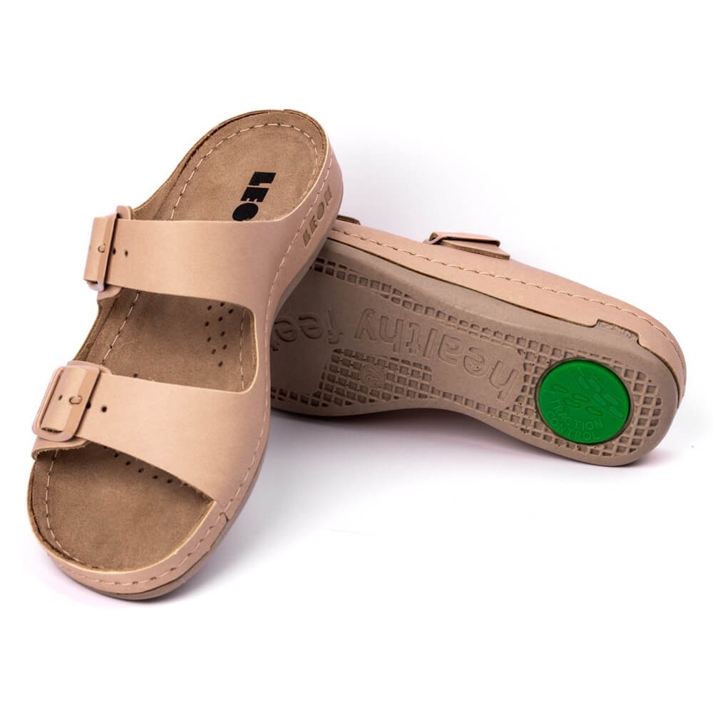 Saboti dama, de vara, din piele, Leon 955, bej