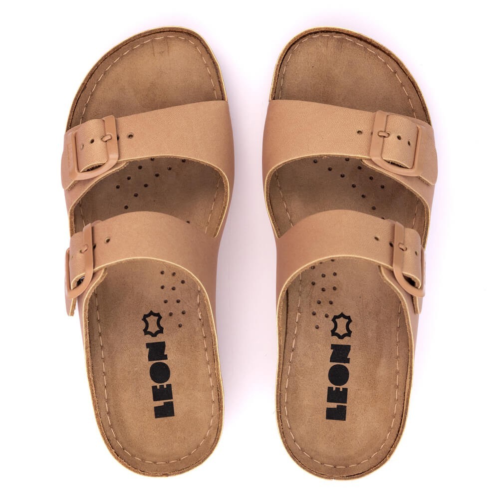 Saboti dama, de vara, din piele, Leon 955, bej