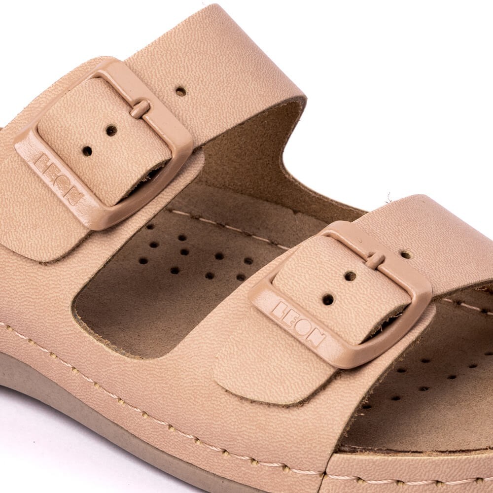 Saboti dama, de vara, din piele, Leon 955, bej