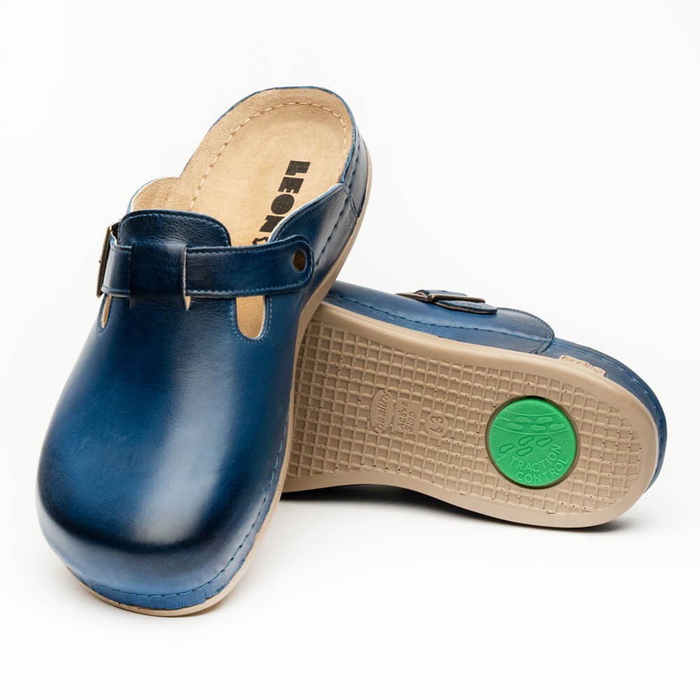 Saboti ortopedici pentru barbati, din piele, Leon 707, albastru inchis Saboti ortopedici pentru barbati, din piele, Leon 707, albastru inchis