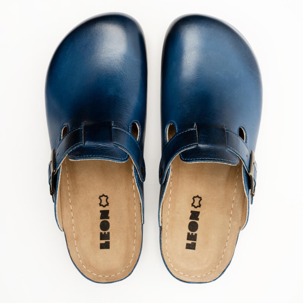 Saboti ortopedici pentru barbati, din piele, Leon 707, albastru inchis Saboti ortopedici pentru barbati, din piele, Leon 707, albastru inchis