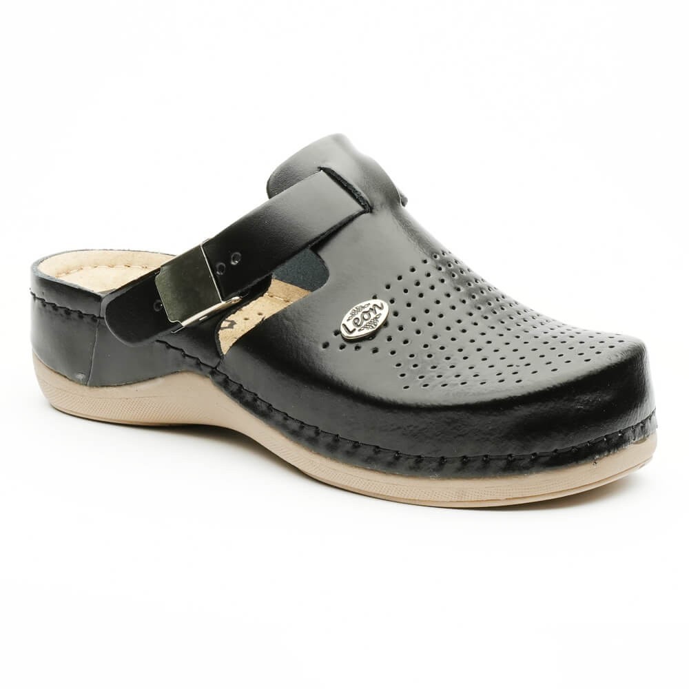 Saboti dama, din piele, Leon 900, negru Saboti dama, din piele, Leon 900, negru