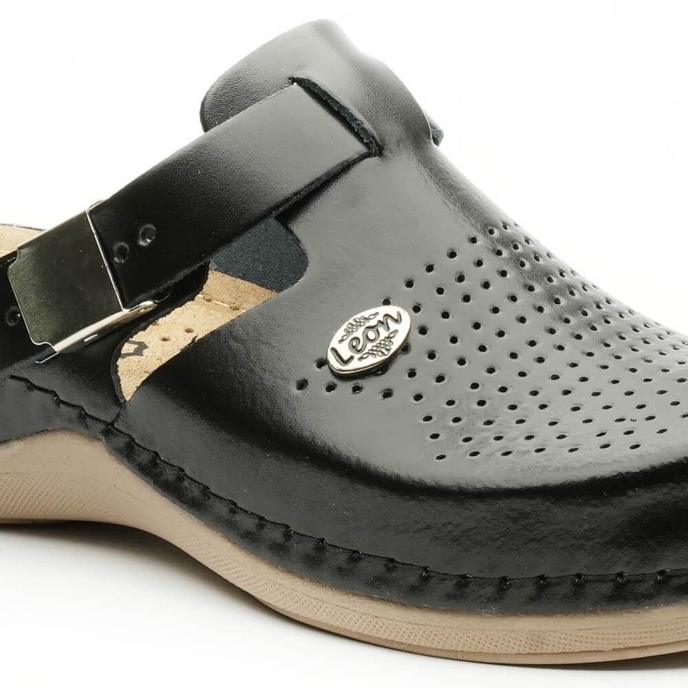 Saboti dama, din piele, Leon 900, negru Saboti dama, din piele, Leon 900, negru