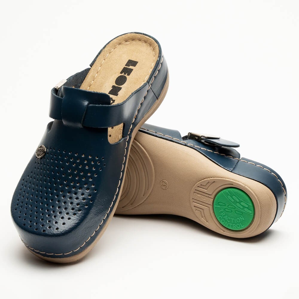 Saboti dama, din piele, Leon 900, bleumarin Saboti dama, din piele, Leon 900, bleumarin