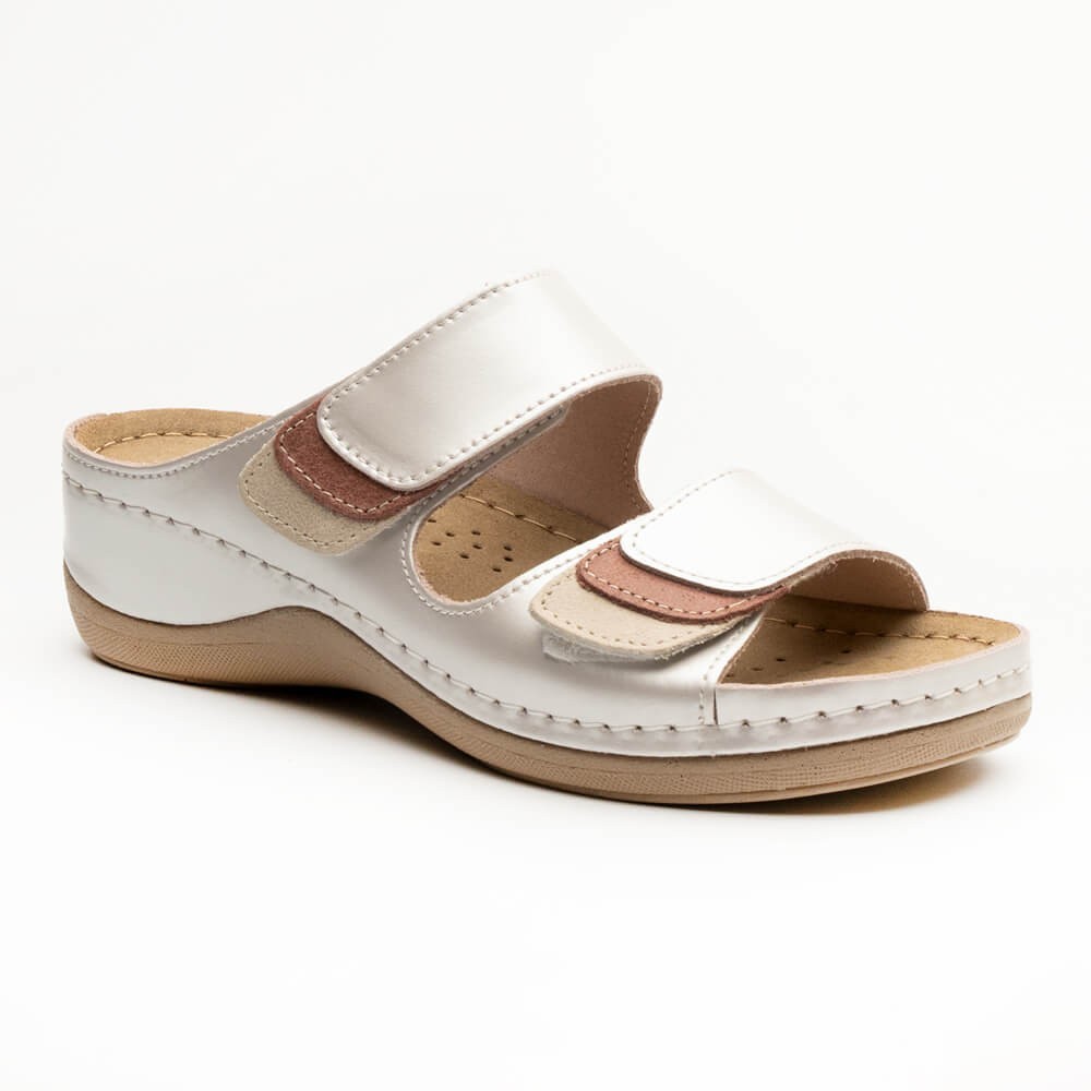 Saboti dama, de vara, din piele, Leon 904, alb perlat Saboti dama, de vara, din piele, Leon 904, alb perlat