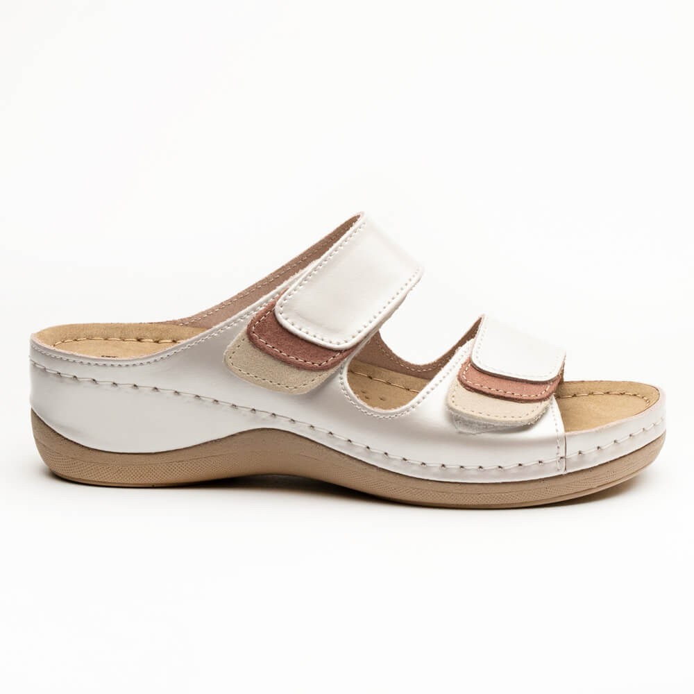 Saboti dama, de vara, din piele, Leon 904, alb perlat Saboti dama, de vara, din piele, Leon 904, alb perlat