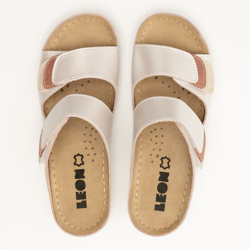 Saboti dama, de vara, din piele, Leon 904, alb perlat Saboti dama, de vara, din piele, Leon 904, alb perlat