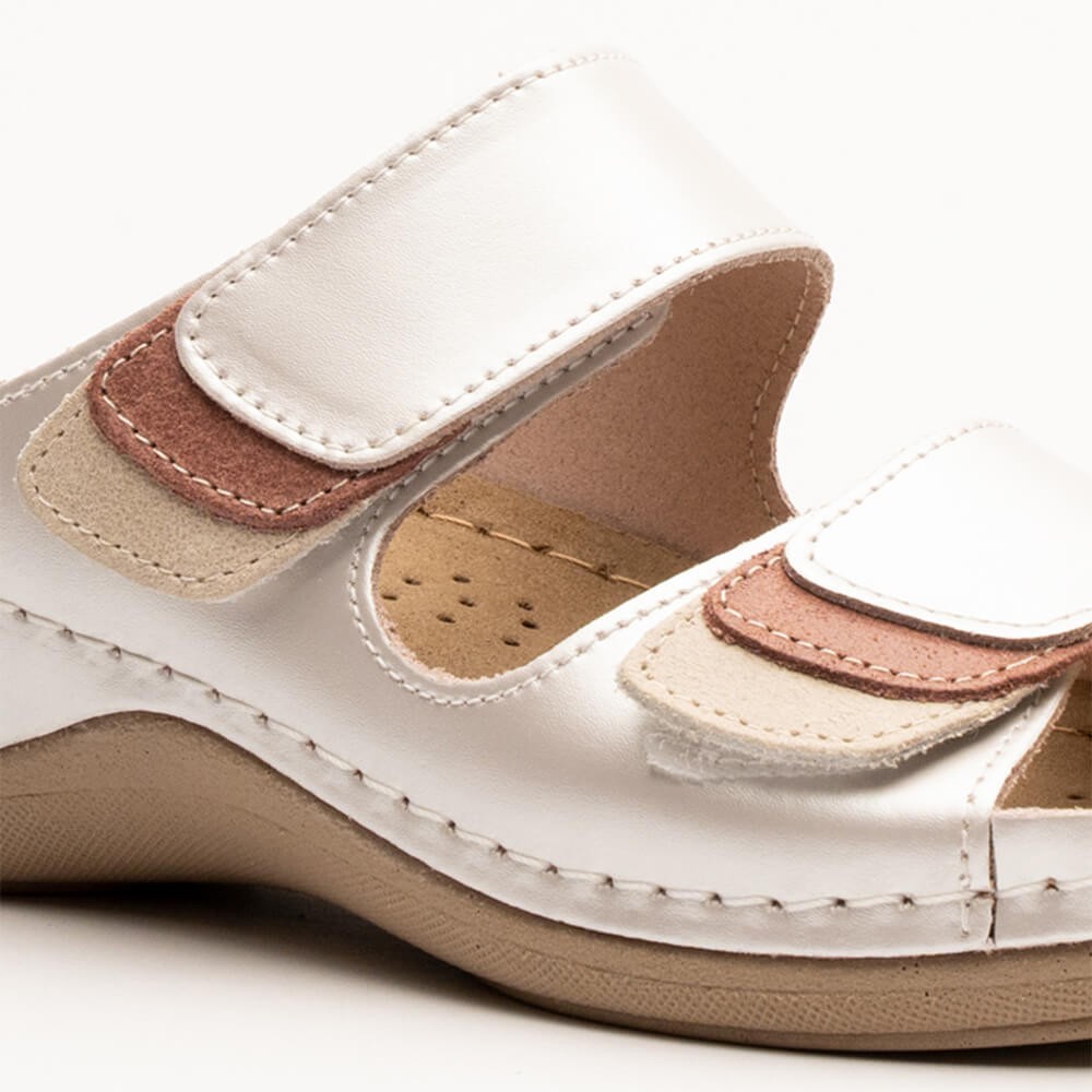 Saboti dama, de vara, din piele, Leon 904, alb perlat Saboti dama, de vara, din piele, Leon 904, alb perlat