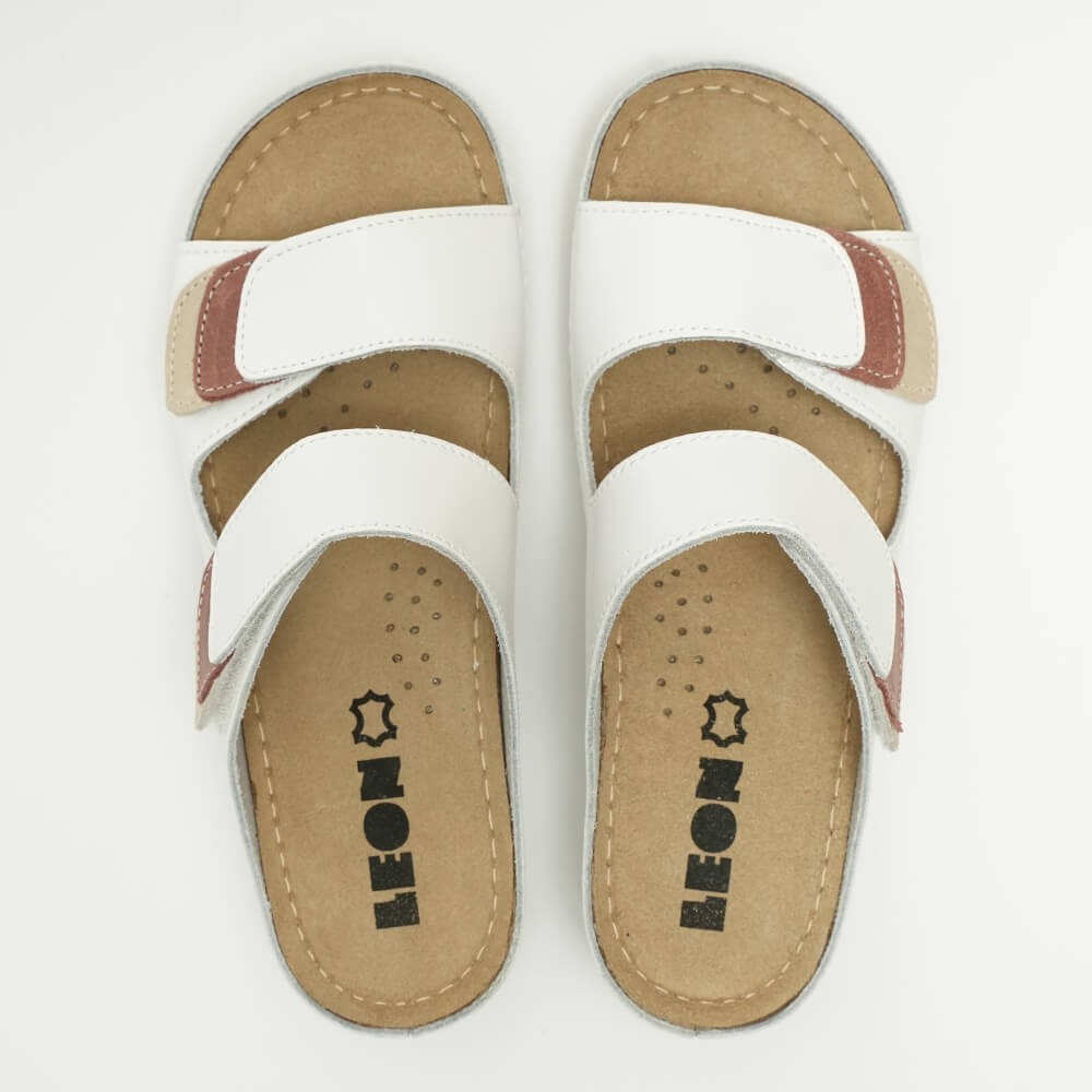 Saboti dama, de vara, din piele, Leon 904, alb Saboti dama, de vara, din piele, Leon 904, alb