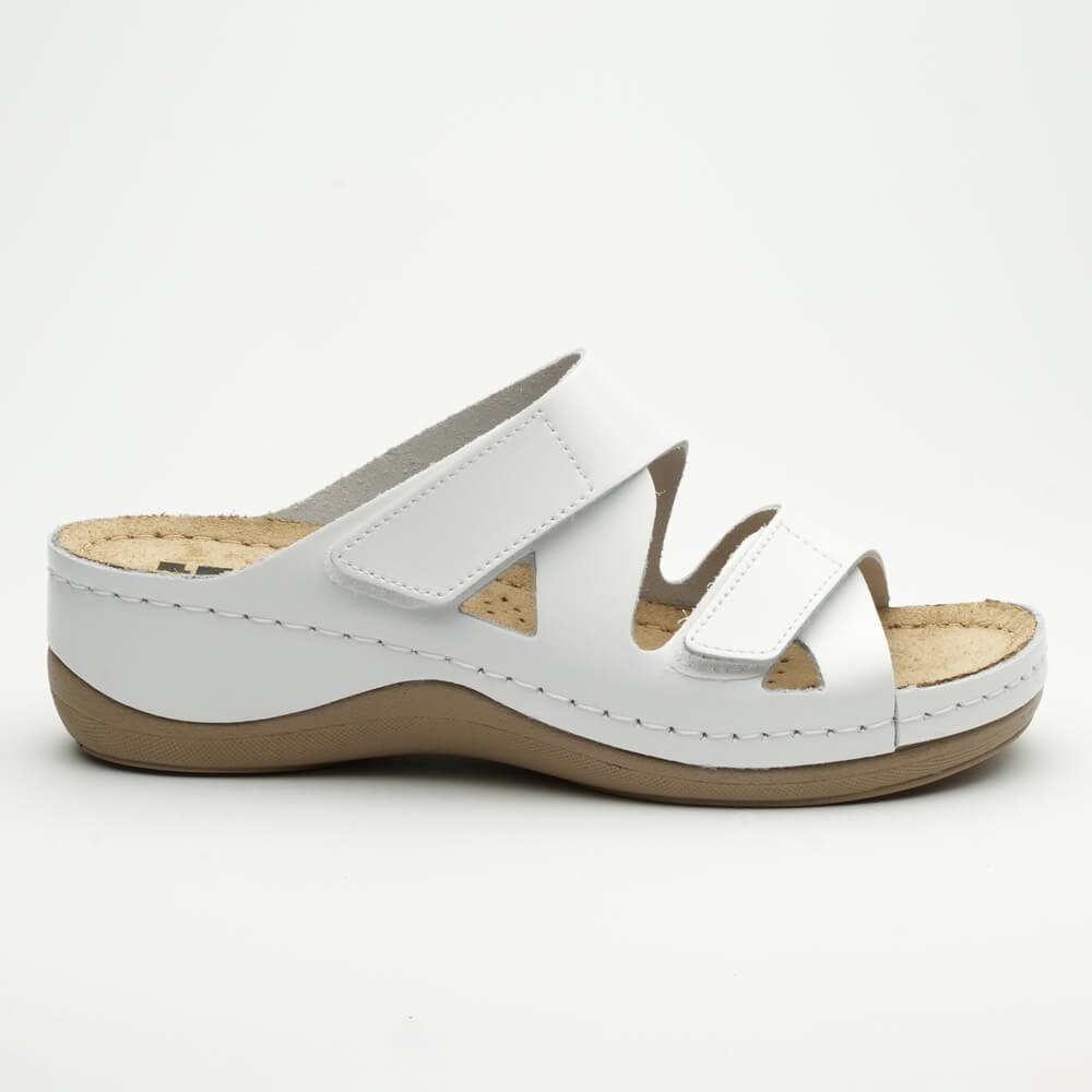 Saboti dama, de vara, din piele, Leon 906, alb