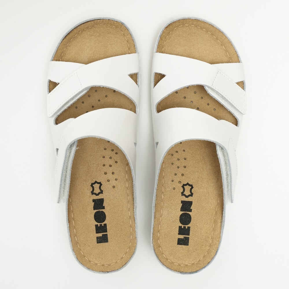 Saboti dama, de vara, din piele, Leon 906, alb