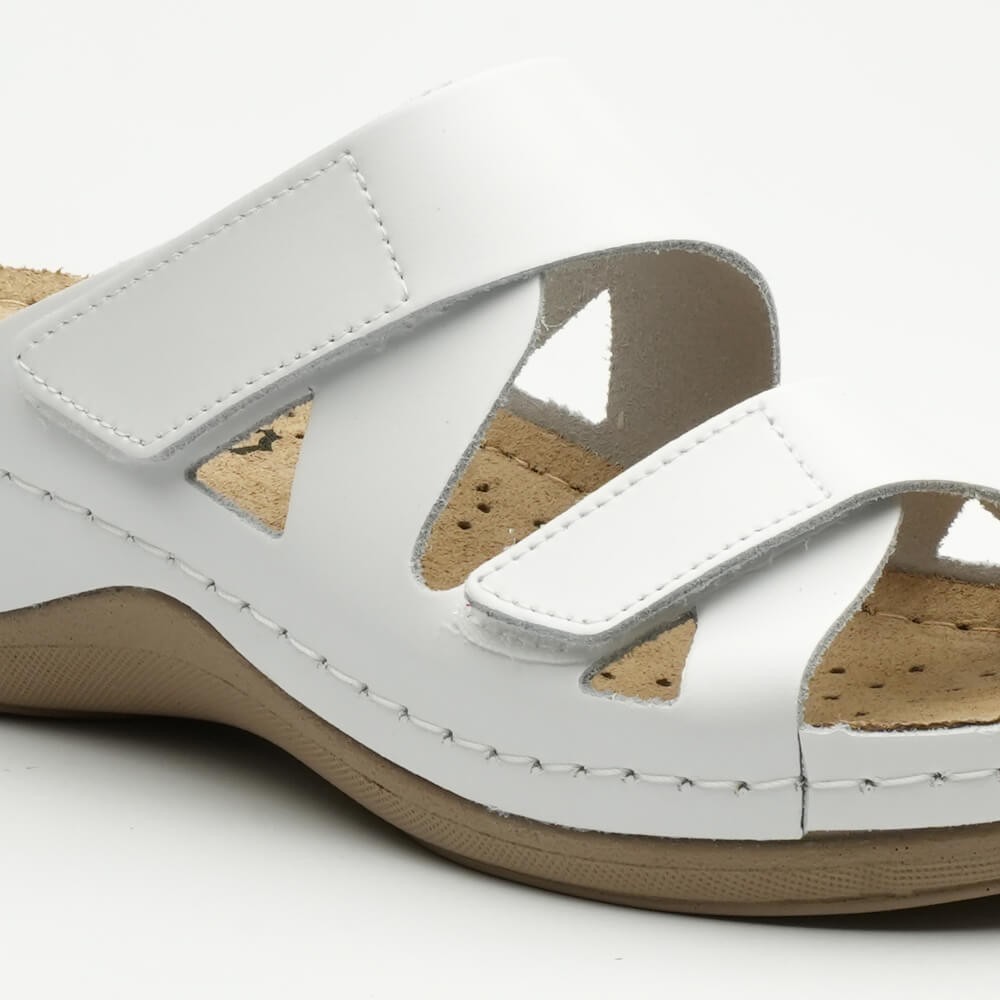 Saboti dama, de vara, din piele, Leon 906, alb