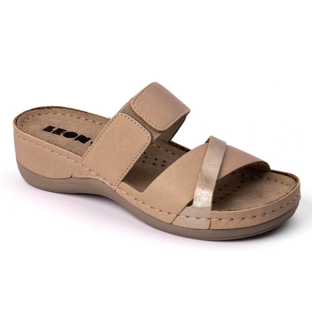 Saboti dama, de vara, din piele, Leon 909, bej Saboti dama, de vara, din piele, Leon 909, bej