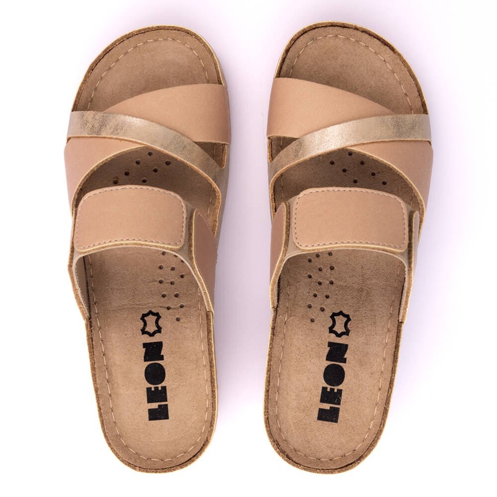 Saboti dama, de vara, din piele, Leon 909, bej Saboti dama, de vara, din piele, Leon 909, bej