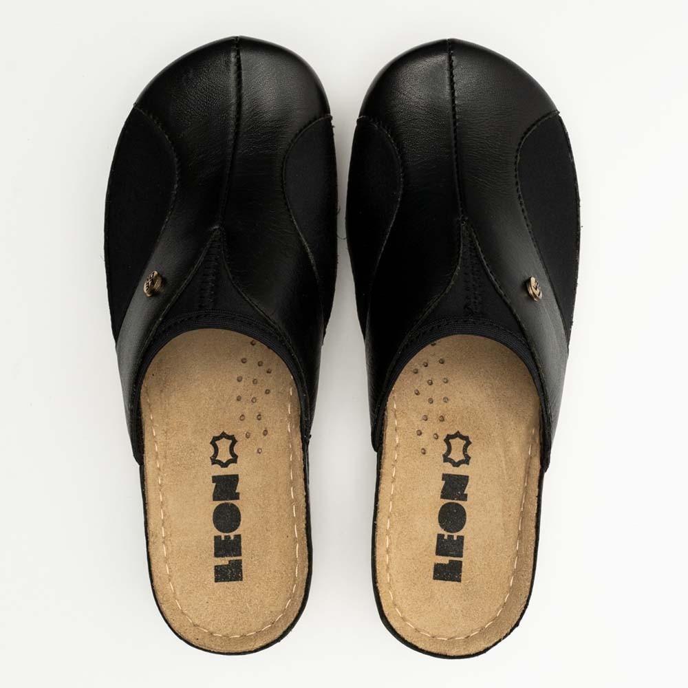 Saboti dama, din piele, Leon 912, negru