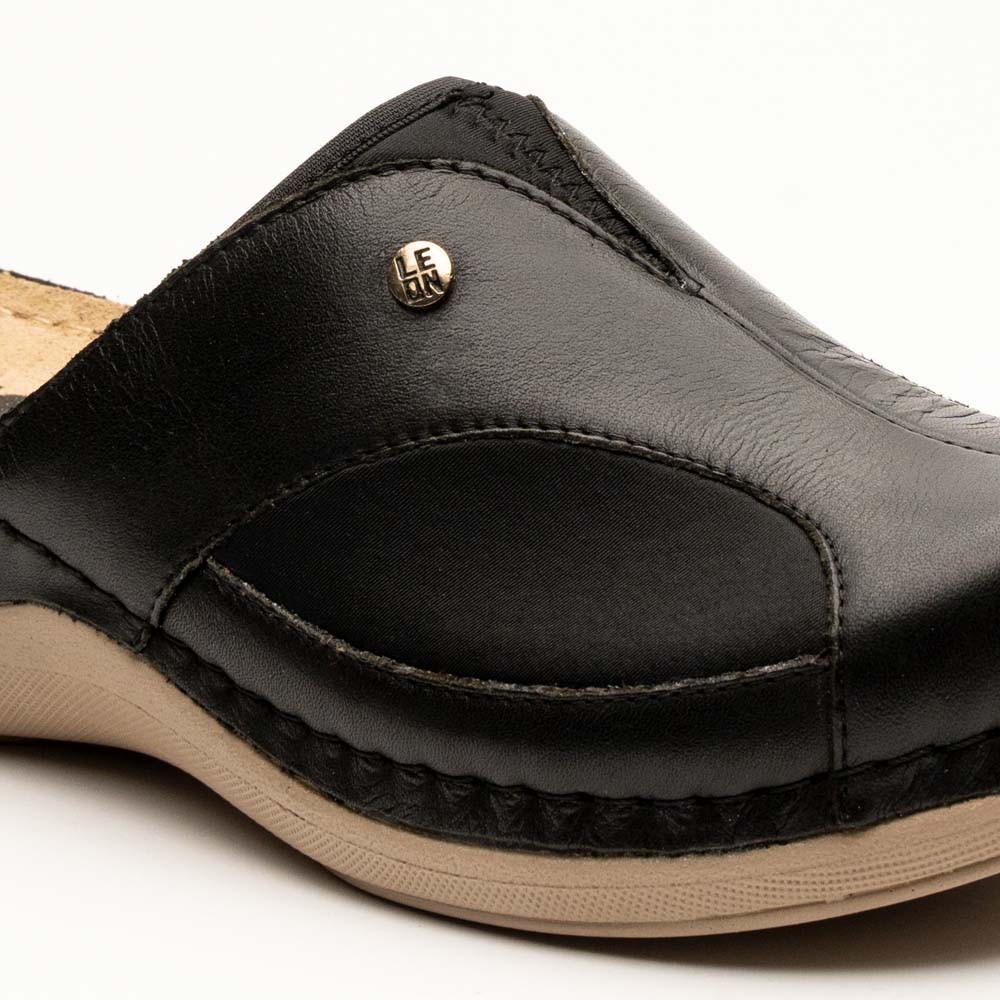 Saboti dama, din piele, Leon 912, negru