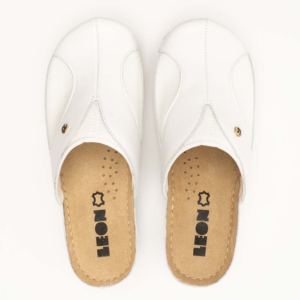 Saboti dama, din piele, Leon 912, alb Saboti dama, din piele, Leon 912, alb