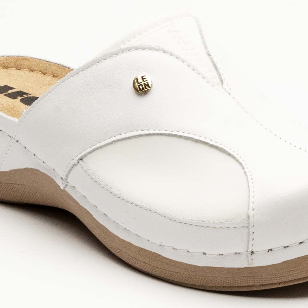 Saboti dama, din piele, Leon 912, alb Saboti dama, din piele, Leon 912, alb