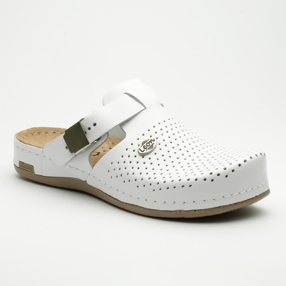 Saboti medicali, de dama, din piele, Leon 950, alb Saboti medicali, de dama, din piele, Leon 950, alb