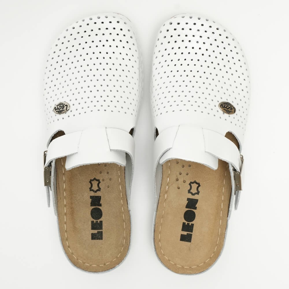 Saboti medicali, de dama, din piele, Leon 950, alb Saboti medicali, de dama, din piele, Leon 950, alb